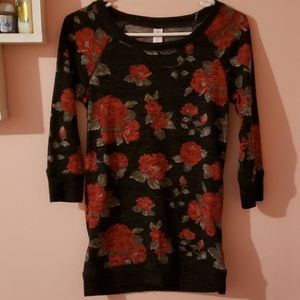 Black mini sweater dress w/roses WORN ONCE